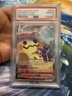 PSA 10 Gem Mint Mimikyu VMax #TG17/TG30 2022 Brilliant Stars Pokemon Card - Image 1