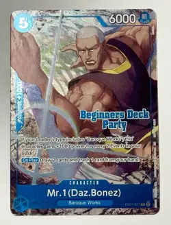 One Piece Winner Card (Mr. 1 Daz Bonez) Beginners Deck Party EB01-027 English - Image 1