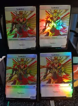 MTG Samurai 003 Foil Token Kamigawa: Neon Dynasty Magic The Gathering X4 - Image 2
