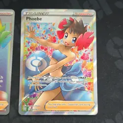 Pokemon TCG Phoebe Full Art Foil Trainer Supporter 2-Card Lot 175/163 161/163 - Image 3