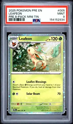 2025 POKEMON PRE EN-PRISMATIC EVOLUTIONS #005 LEAFEON PSA 9 - Image 1