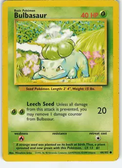 Bulbasaur 044/102 Base Set Common HP Pokemon - Image 1