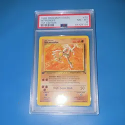 1999 Fossil Hitmonlee 1st Edition PSA 8 22/62 - Image 1