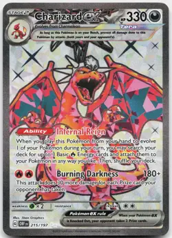Charizard ex 215/197 Ultra Rare Obsidian Flames Pokemon Near Mint - Image 1