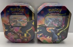 Pokemon Charizard EX Tin Set X & Y Sealed 2 Tins Mega Charizard Promo 8 Packs - Image 1