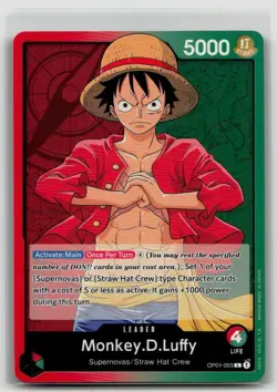 Monkey.D.Luffy OP01-003 PRE-ERRATA/ALPHA One Piece English Romance Dawn NM- B - Image 1