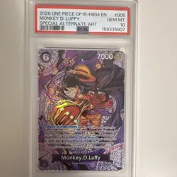 One Piece CCG OP15-EB04 ST26-005 Monkey D. Luffy SP Special AA Foil PSA 10 - Image 1