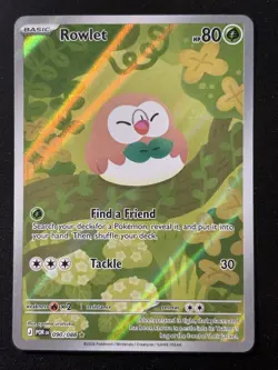 Pokemon Rowlet Illustration Rare Full Art Near Mint Perfect Order 090/088 - Image 1