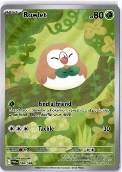 Pokemon Rowlet Illustration Rare Full Art Near Mint Perfect Order 090/088 - Image 1
