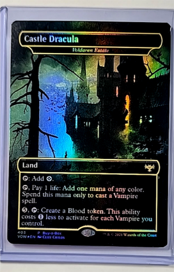 MTG Magic the Gathering Crimson Vow Borderless Promo Foil 403 Castle Dracula LP - Image 1