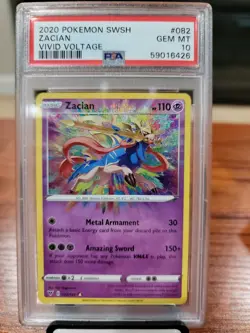 2020 POKEMON SWSH ZACIAN VIVID VOLTAGE PSA 10 EB 082/185 - Image 1