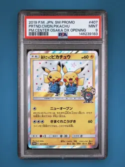 Pikachu Pretend Comedian 407/SM-P Japanese SM Promo Osaka DX Opening PSA 9 - Image 1