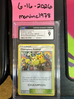 2018 Pokemon SM Black Star Promo 2018 - SM148 Champions Festival CGC 9 CHAMPION - Image 1
