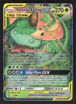 Venusaur & Snivy GX 1/236 Pokemon TCG SM - Cosmic Eclipse NM - Image 1
