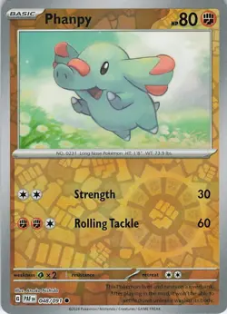 Phanpy Reverse Holo 048/091 Common SV: Paldean Fates NM Pokemon - Image 1