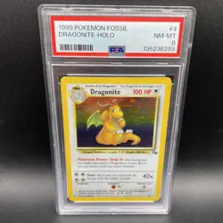 1999 Pokemon Fossil Dragonite 4/62 Holo PSA 8 Near Mint - Mint - Image 1
