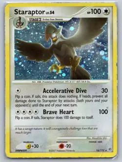 STARAPTOR 16/130 HOLO RARE DIAMOND & PEARL POKEMON HOLO DMG - Image 1