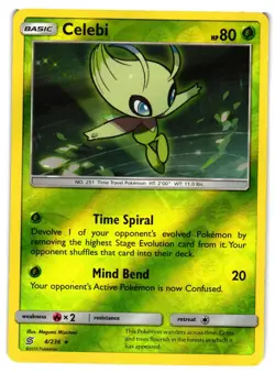 Pokemon TCG Celebi 4/236 Holo Rare Unified Minds Reverse Holo LP/MP - Image 1