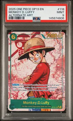 2025 ONE PIECE OP13-CARRYING ON HIS WILL ALTERNATE ART MONKEY D. LUFFY PSA 9 - Image 1