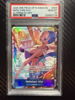 ONE PIECE OP14-EB04-025 THE AZURE SEA'S SEVEN ALT ART NEFELTARI VIVI PSA 10 - Image 1