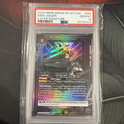 Bandai Union Arena Attack on Titan Eren Jaeger #092 3 Star Sig Holo PSA 10 - Image 1