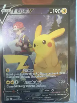 Pokemon TCG Pikachu v TG16/TG30 Lost Origin 2022 Full Art Holo Ultra Rare Card - Image 1
