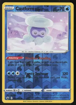 Castform Snowy Form 034/198 Common Chilling Reign Pokemon Reverse Holo LP - Image 1