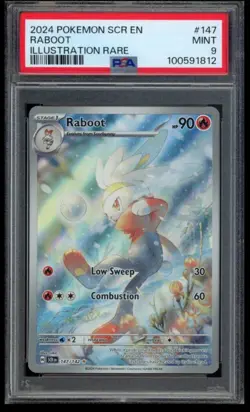 2024 POKEMON SV STELLAR CROWN - SCR EN #147/142 RABOOT ILLUSTRATION RARE PSA 9 - Image 1