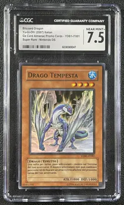 BLIZZARD DRAGON CGC 7.5 2007 YU-GI-OH! ITALIAN #YDB1-IT001 SUPER RARE NINTENDO 7 - Image 1
