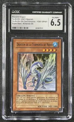 BLIZZARD DRAGON CGC 6.5 2007 YU-GI-OH! SPANISH #YDB1-SP001 SUPER RARE NINTENDO 1 - Image 1