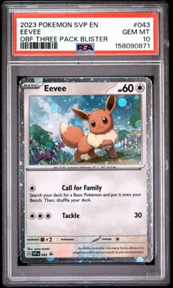 2023 EEVEE #043 POKEMON BLACK STAR PROMO THREE PACK BLISTERS PSA 10 GEM MINT - Image 1