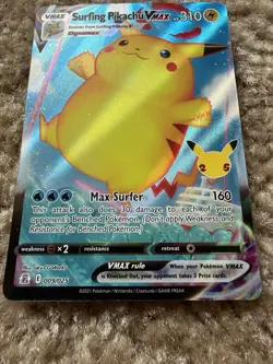 Surfing Pikachu VMAX 009/025 Celebrations Ultra Rare Holo Full Art English - Image 3