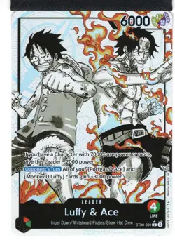 Luffy & Ace (Parallel) ST30-001 Leader Starter Deck EX: Luffy & Ace One Piece NM - Image 1