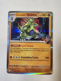 Team Rocket’s Tyranitar 96/182 Pokemon TCG Card Destined Rivals Holo Rare NM - Image 1