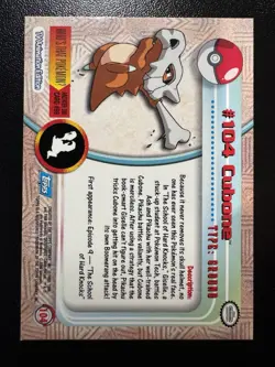 Pokemon Topps Card TV Animation Cubone #104 Blue Logo NM - Image 2