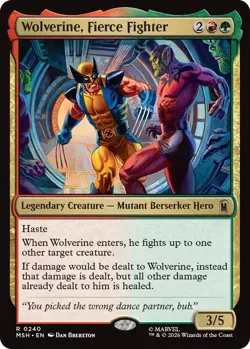 x1 Wolverine, Fierce Fighter R MTG Marvel Super Heroes M/NM, English - Image 1