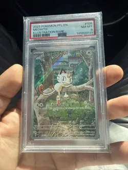 2025 Pokemon PFL EN-Phantasmal Flames Meowth Illustration Rare PSA 8 - Image 1