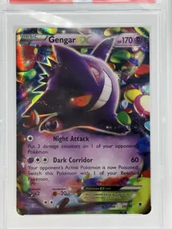 2014 POKEMON XY PHANTOM FORCES #34 GENGAR EX PSA 8 - Image 2