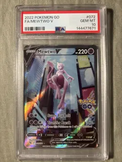 2022 Pokemon SWSH Pokemon GO Mewtwo V #072/078 PSA 10 GEM MINT - Image 1