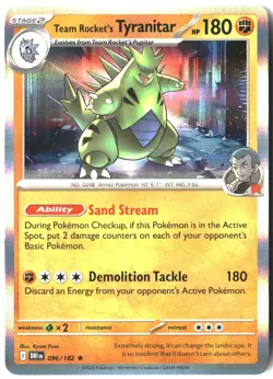 Team Rocket's Tyranitar 096/182 Rare Destined Rivals Pokemon Holo Near Mint - Image 1