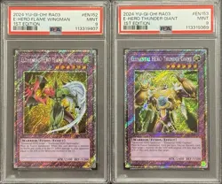 2024 PSA 9 YUGIOH RA03 PLATINUM SECRET RARE E HERO WINGMAN & THUNDER GIANT SET - Image 1