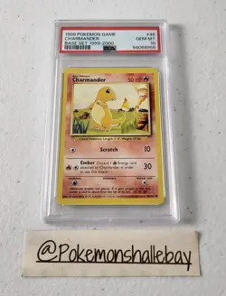 Charmander 46/102 - Base Set WOTC *PSA 10 - GEM MINT* Common Pokemon Card - Image 1