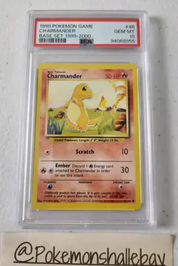 Charmander 46/102 - Base Set WOTC *PSA 10 - GEM MINT* Common Pokemon Card - Image 3