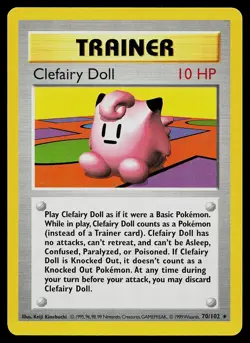 Pokemon Card - Clefairy Doll Base Set (Shadowless) 70/102 Rare - Image 1
