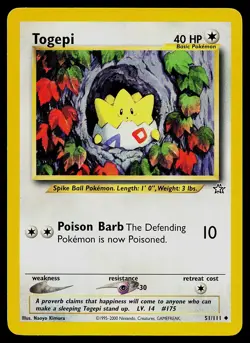 Pokemon Card - Togepi Neo Genesis 51/111 Uncommon - Image 1