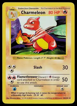 Pokemon Card - Charmeleon Base Set (Shadowless) 24/102 Uncommon - Image 1