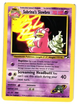 Pokemon TCG Sabrina's Slowbro Gym Heroes 60/132 Unlimited Uncommon LP - Image 1