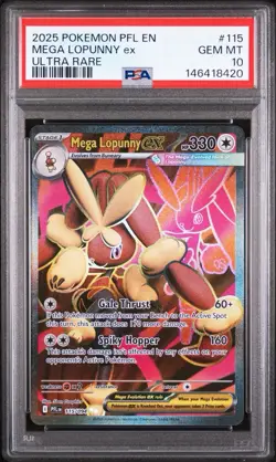 2025 POKEMON PFL EN-PHANTASMAL FLAMES ULTRA RARE #115 MEGA LOPUNNY EX PSA 10 - Image 1