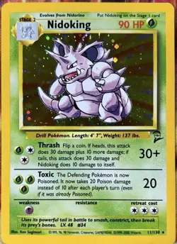 Pokemon Nidoking 11/130 Base Set 2 Holo Rare WOTC Vintage LP/NM - Image 1
