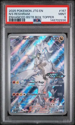 2025 POKEMON JTG EN-JOURNEY TOGETHER #167 N'S RESHIRAM PSA 9 - Image 1